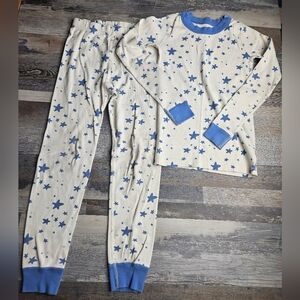 Hanna Andersson MOON and BACK Kid's Pajamas Set Size 8 Youth Blue White Stars